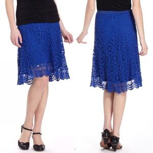 Anthropologie Ella Moss Blue Lace Skirt, size Large